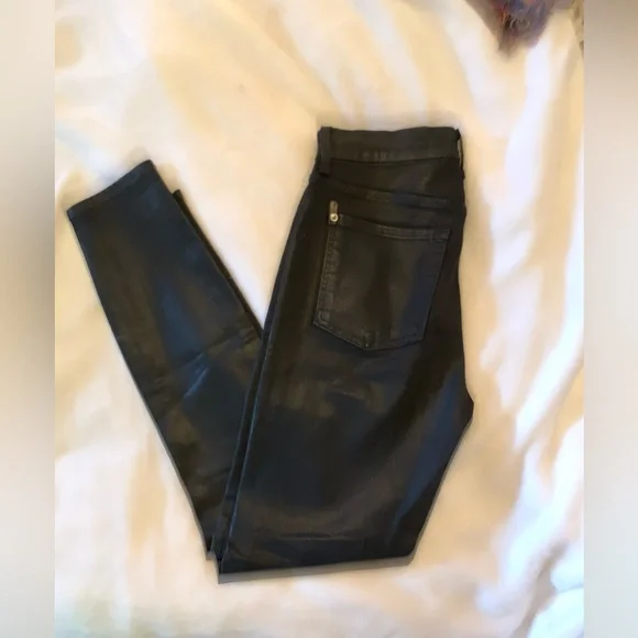 NWOT 7 FOR ALL MANKIND B(AIR) High Waisted Ankle Skinny Jean in Coated Black 27 - Picture 11 of 16